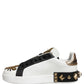 Dolce & Gabbana White Gold Studded Portofino Sneakers Shoes