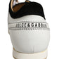 Dolce & Gabbana Black White Leather Suede Low Top Sneakers Shoes