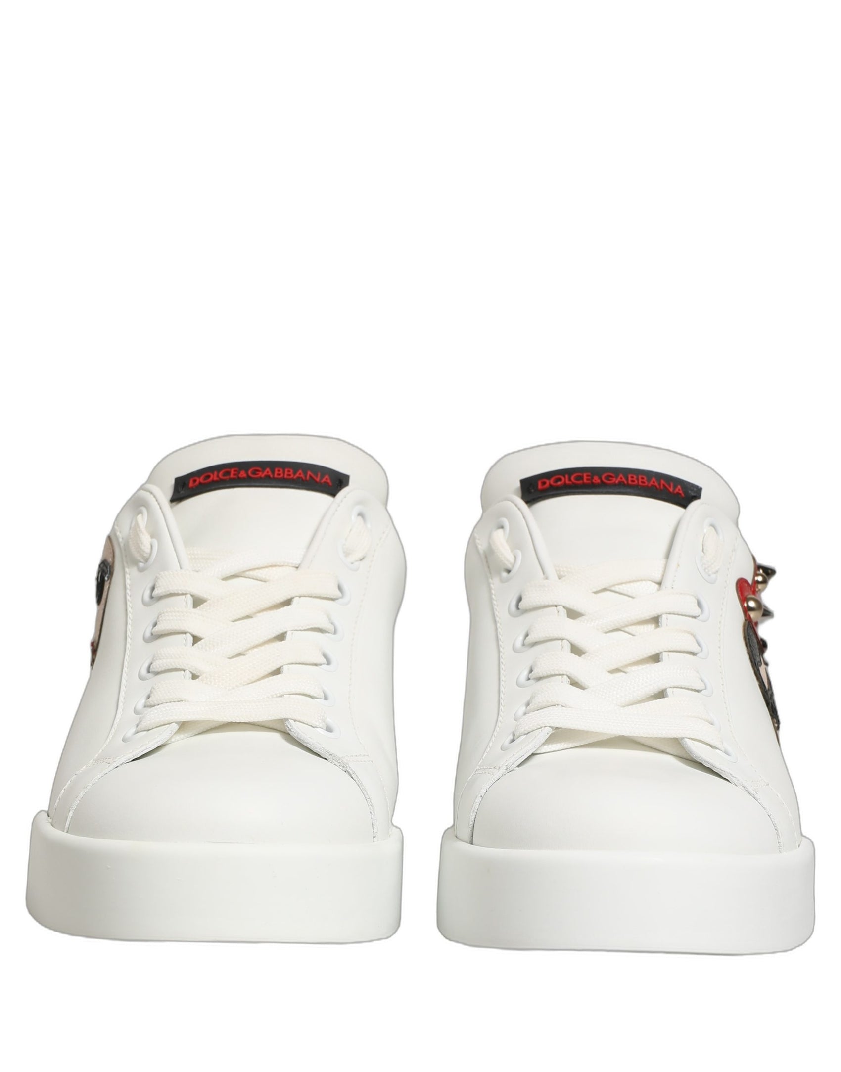 Dolce & Gabbana White Patch Calfskin Nappa Portofino Sneakers Shoes