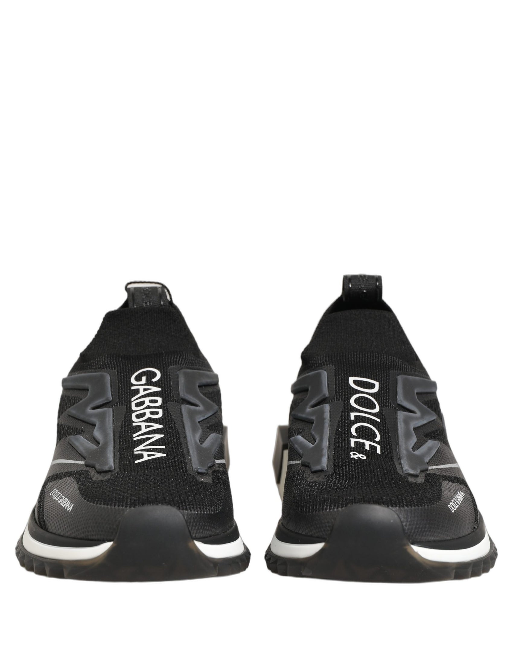 Dolce & Gabbana Black White Sorrento Slip-On Logo Sneakers Shoes