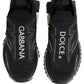 Dolce & Gabbana Black White Sorrento Slip-On Logo Sneakers Shoes