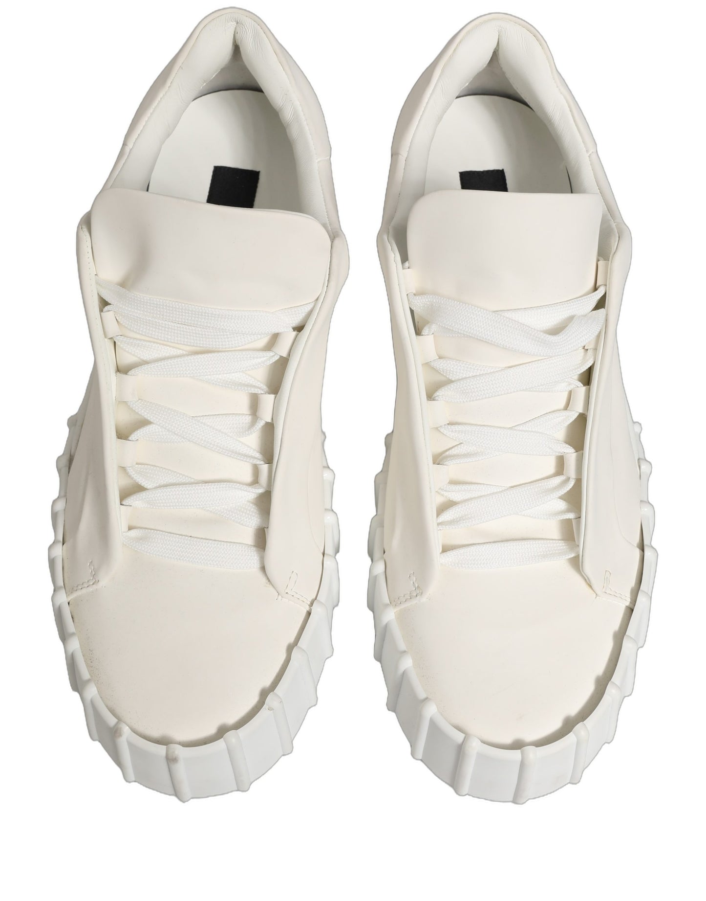 Dolce & Gabbana White Leather Low Top Lace Up Sneakers Shoes