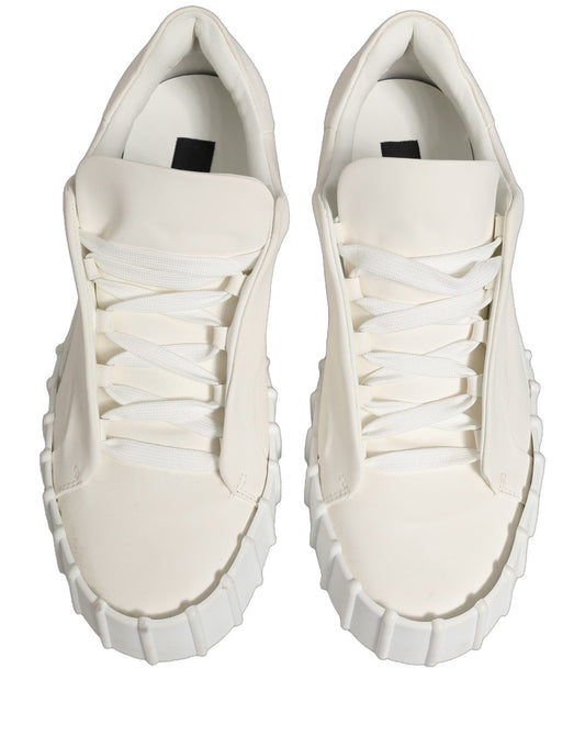 Dolce & Gabbana White Leather Low Top Lace Up Sneakers Shoes
