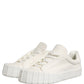Dolce & Gabbana White Leather Low Top Lace Up Sneakers Shoes