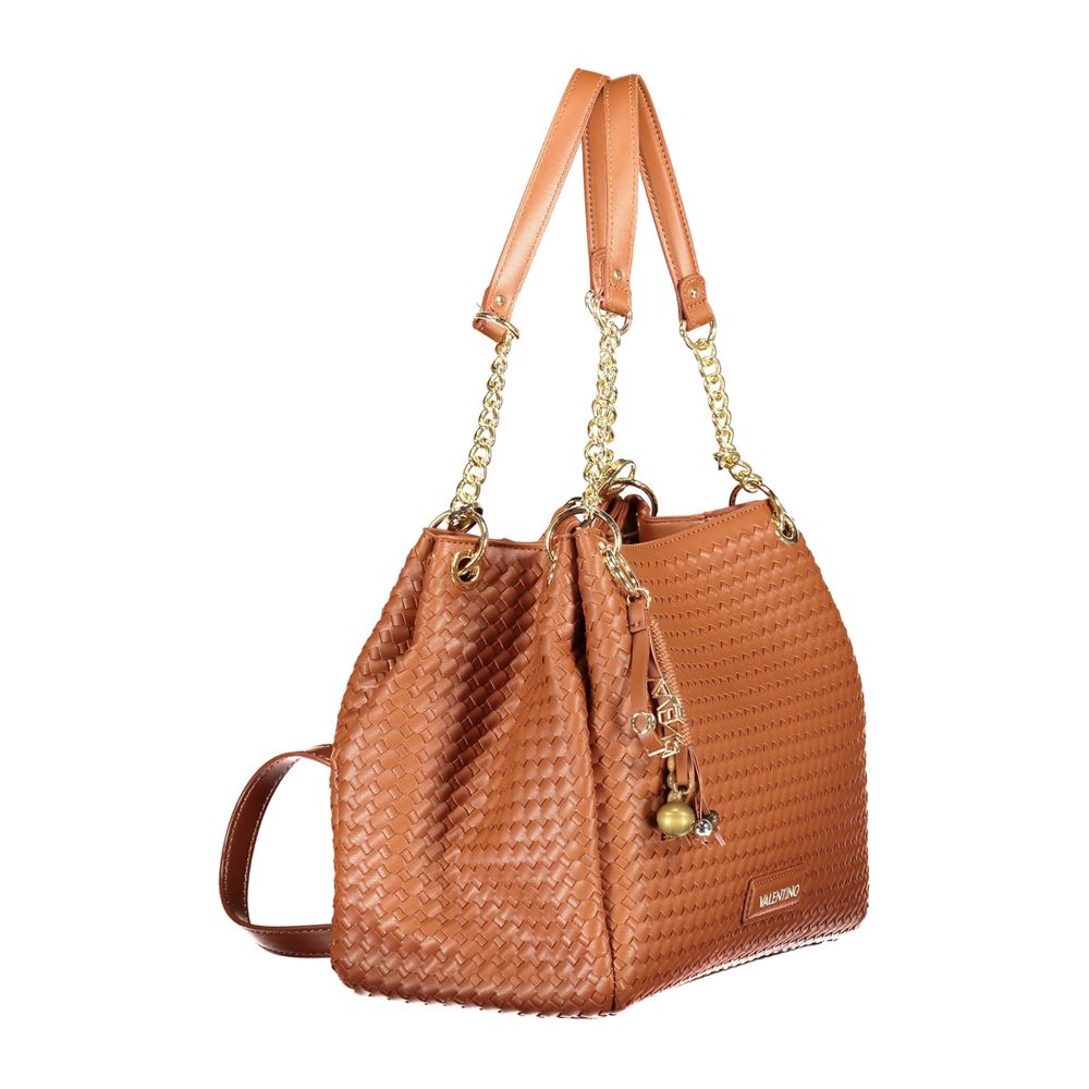 Mario Valentino Brown Polyurethane Women Bag With Shoulder Handles