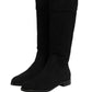 Dolce & Gabbana Black Suede Leather Knee High Boots Shoes