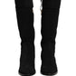 Dolce & Gabbana Black Suede Leather Knee High Boots Shoes