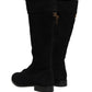 Dolce & Gabbana Black Suede Leather Knee High Boots Shoes