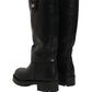 Dolce & Gabbana Black Leather Buckle Detail Mid Calf Boots Shoes