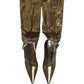 Dolce & Gabbana Gold Nylon Socks Knee High Boots Pumps Shoes