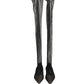 Dolce & Gabbana Black Over The Knee Tulle Flats Boots Shoes