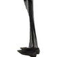 Dolce & Gabbana Black Over The Knee Tulle Flats Boots Shoes