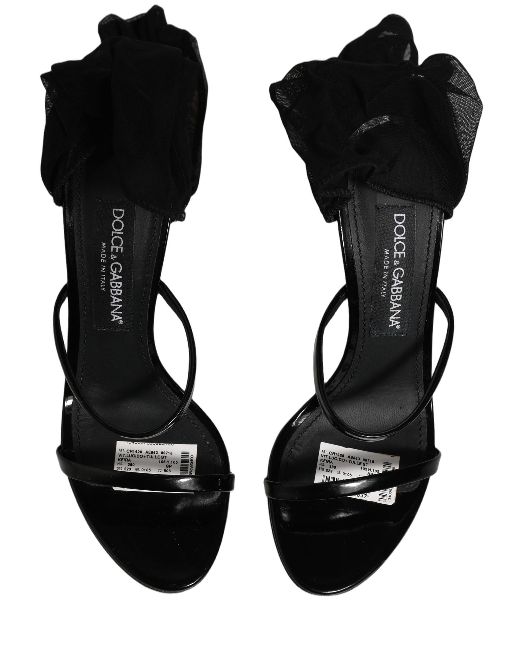 Dolce & Gabbana Stiletto Sandals Socks Knee High Boots Black
