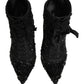 Dolce & Gabbana Black Embellished Mesh Ankle Boots Shoes