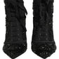 Dolce & Gabbana Black Embellished Mesh Ankle Boots Shoes