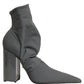Dolce & Gabbana Gray Stretch Socks Heels Ankle Boots Shoes