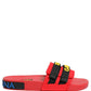 Dolce & Gabbana Red Neoprene Slides Flats Beachwear Shoes