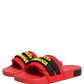 Dolce & Gabbana Red Neoprene Slides Flats Beachwear Shoes