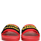 Dolce & Gabbana Red Neoprene Slides Flats Beachwear Shoes
