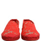 Dolce & Gabbana Red Taormina Lace Espadrille Flats Shoes