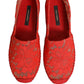 Dolce & Gabbana Red Taormina Lace Espadrille Flats Shoes