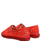Dolce & Gabbana Red Taormina Lace Espadrille Flats Shoes