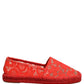 Dolce & Gabbana Red Taormina Lace Espadrille Flats Shoes