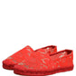 Dolce & Gabbana Red Taormina Lace Espadrille Flats Shoes