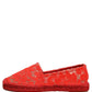 Dolce & Gabbana Red Taormina Lace Espadrille Flats Shoes