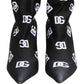 Dolce & Gabbana Black Logo Stretch Heels Ankle Boots Shoes
