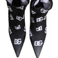 Dolce & Gabbana Black Logo Stretch Heels Ankle Boots Shoes