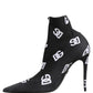 Dolce & Gabbana Black Logo Stretch Heels Ankle Boots Shoes