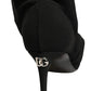 Dolce & Gabbana Black Stretch Socks Heels Ankle Boots Shoes