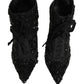 Dolce & Gabbana Black Embellished Mesh Ankle Boots Shoes