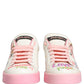 Dolce & Gabbana White Pink Portofino Royal Pig Sneakers Shoes