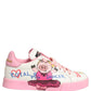 Dolce & Gabbana White Pink Portofino Royal Pig Sneakers Shoes