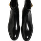 Dolce & Gabbana Black Leather Logo Buckle Mid Calf Boots Shoes