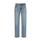 7FOR Blue Cotton Straight-Leg Jeans