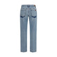 7FOR Blue Cotton Straight-Leg Jeans