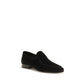 The Row Black Suede Leather Slip-On Loafers