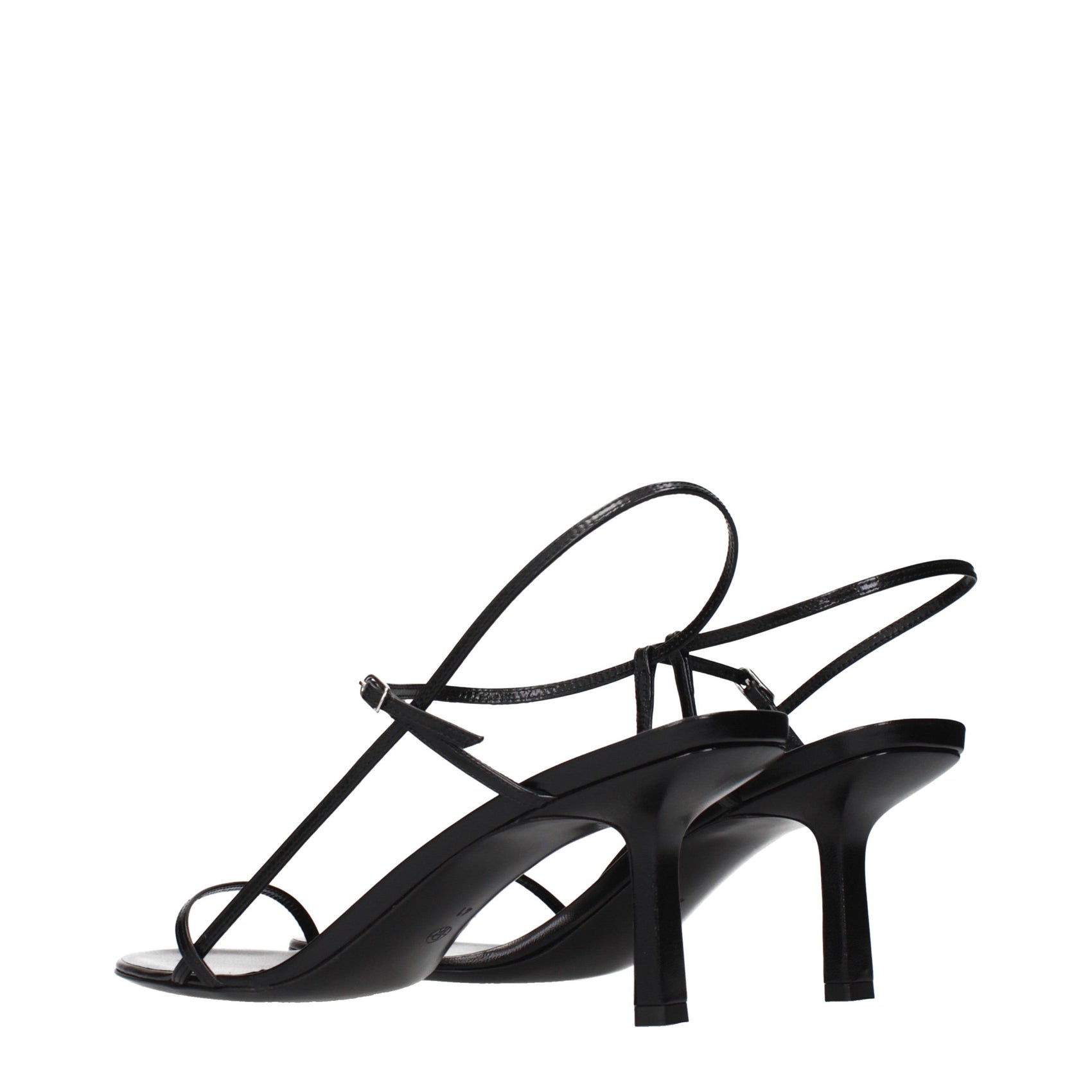 The Row Black Leather Stiletto Heel Sandals