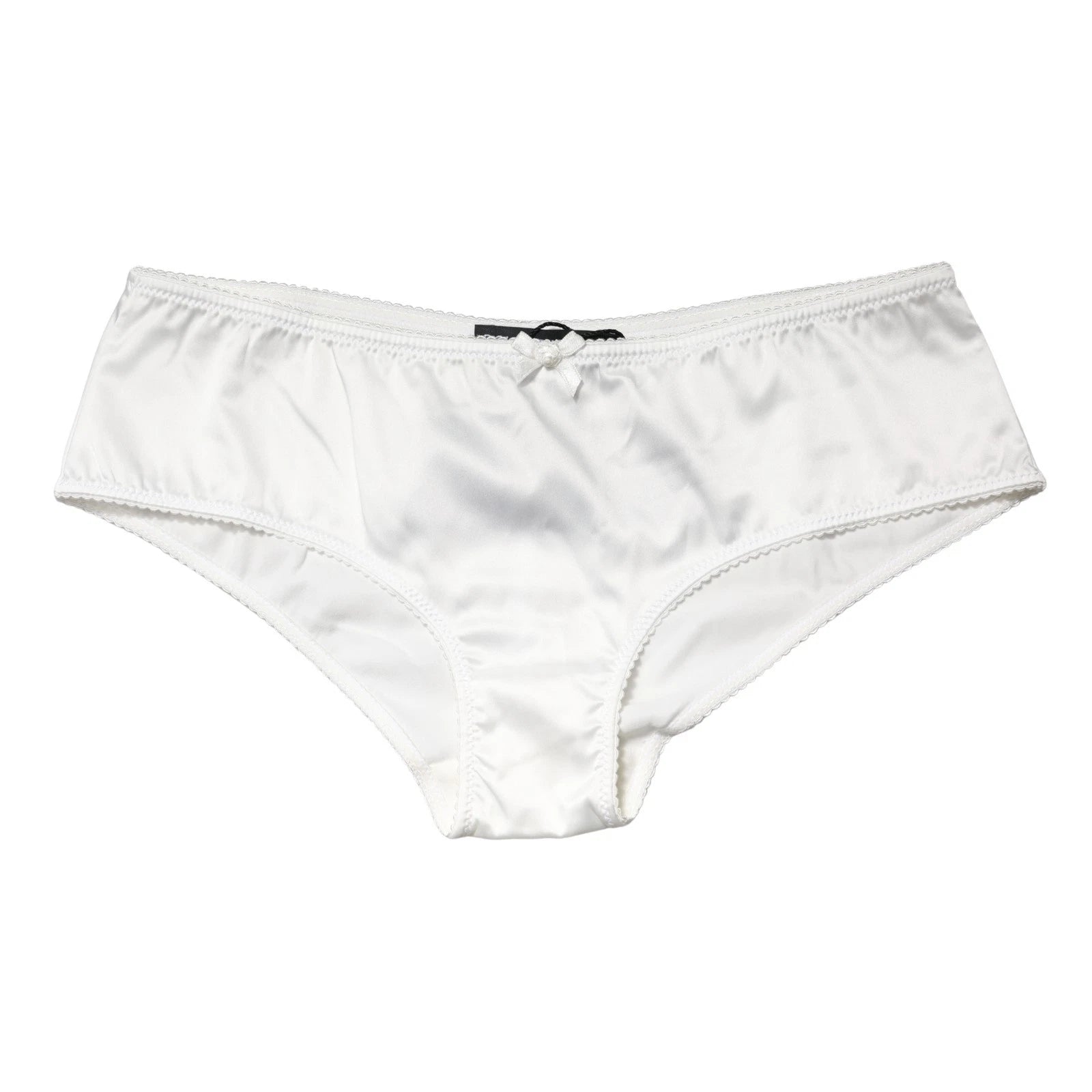 Dolce & Gabbana White Silk Stretch Mid Waist Brief Panty Underwear