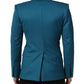Dolce & Gabbana Teal Wool Double Breasted Formal Coat Blazer