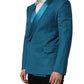 Dolce & Gabbana Teal Wool Double Breasted Formal Coat Blazer