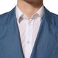 Dolce & Gabbana Blue Cotton Double Breasted Men Coat Blazer