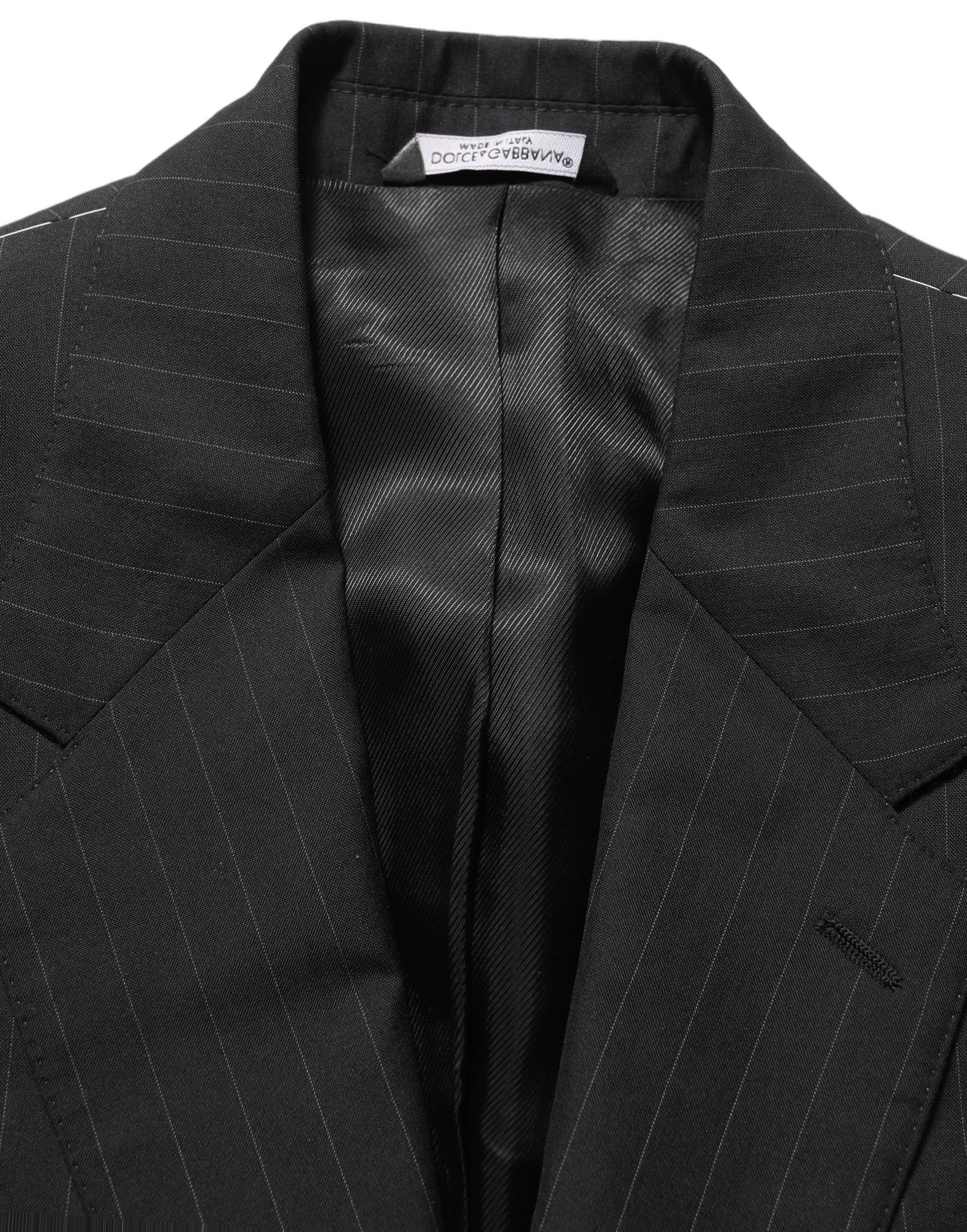 Dolce & Gabbana Black Stripes Wool Single Breasted Blazer
