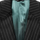 Dolce & Gabbana Black Stripes Wool Single Breasted Blazer