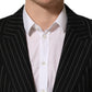 Dolce & Gabbana Black Stripes Wool Single Breasted Blazer