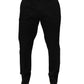 Dolce & Gabbana Black Cotton Tapered Leg Dress Trouser Pants