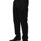 Dolce & Gabbana Black Cotton Tapered Leg Dress Trouser Pants